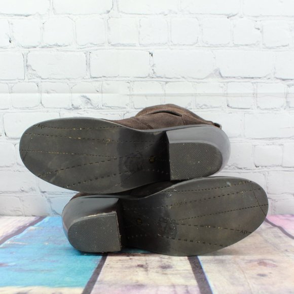 Dolce Vita Brown Suede Buckles Mid Calf Cuban Heel Boots Size 8.5 - Picture 9 of 9